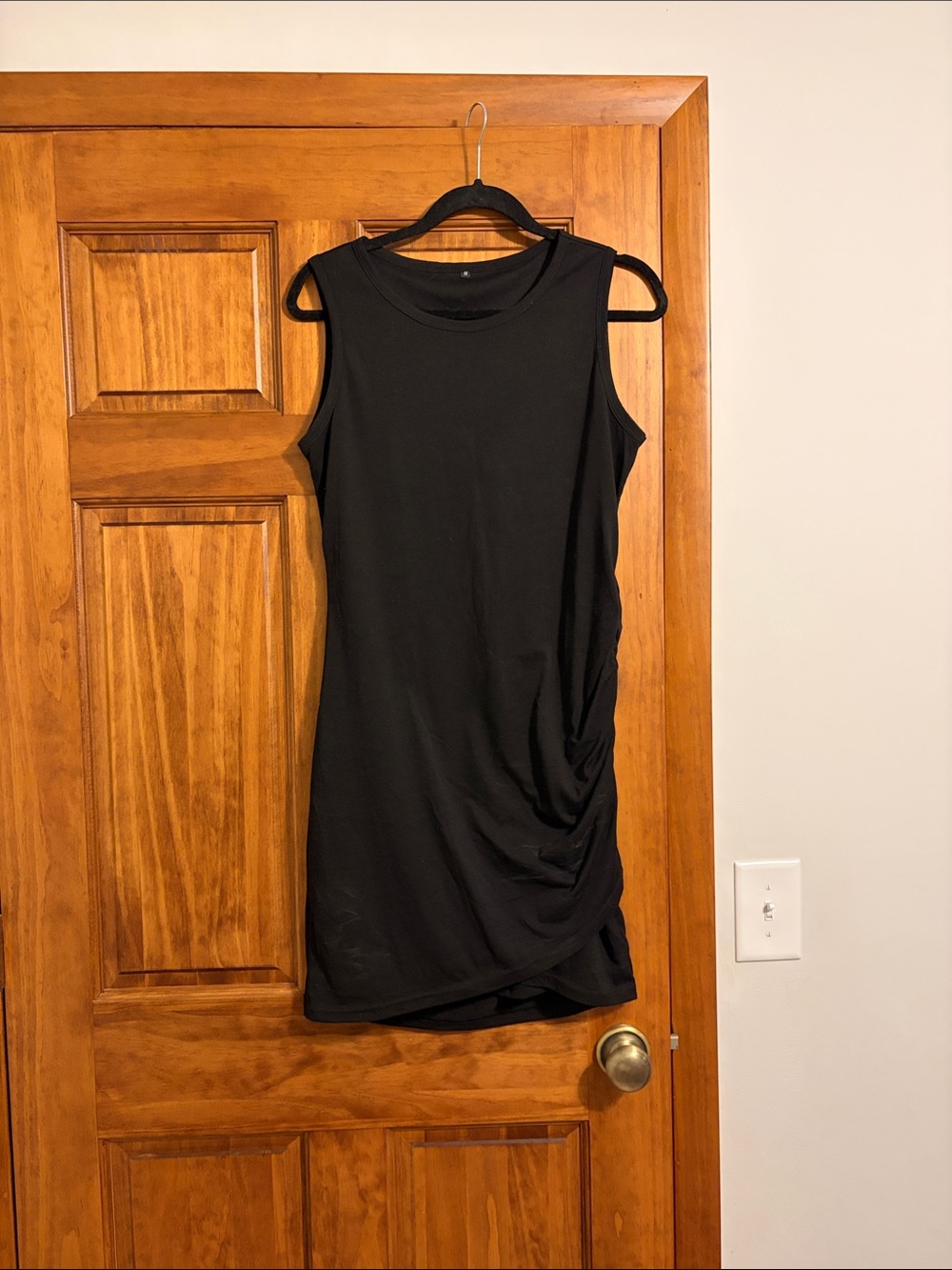 Sleeveless Black Ruched Side Dress - Unbranded